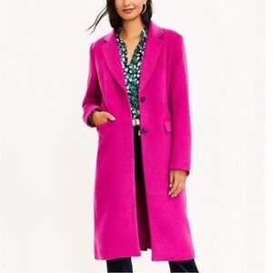 NWOT LOFT Fuchsia Long Wool-Blend Coat – Size Large
